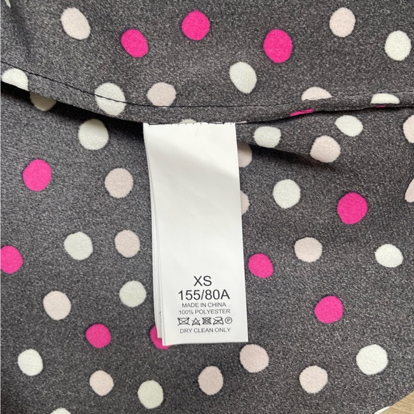 Kate Spade Glimmer Polka Dot Midi Wrap Dress Sz XS / 2 - Black Pink Flowy Preppy - Picture 11 of 13